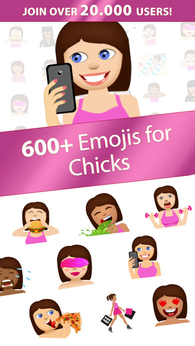 Emulate iPhone app Chicks Love Emoji – Extra Emojis For Sassy Texts using MyAndroid