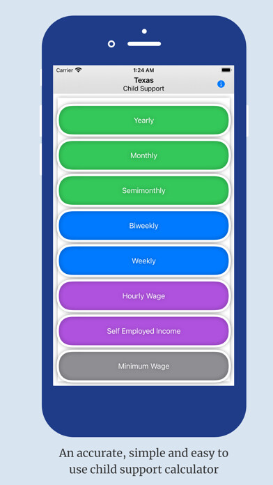 Emulate iPhone app Child Support Calc using MyAndroid