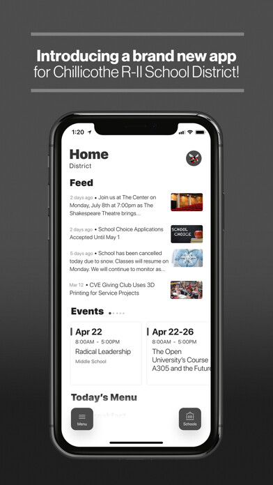 Emulate iPhone app Chillicothe R-II Schools using MyAndroid