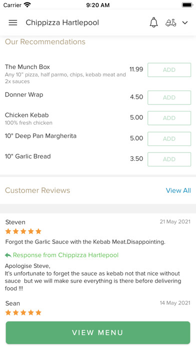 Emulate iPhone app Chippizza Hartlepool. using MyAndroid