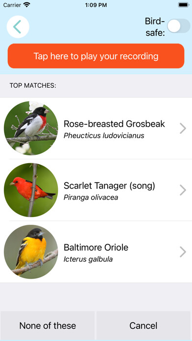 Emulate iPhone app ChirpOMatic Bird Song ID - USA using MyAndroid