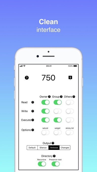 Emulate iPhone app Chmod : the octal helper using MyAndroid