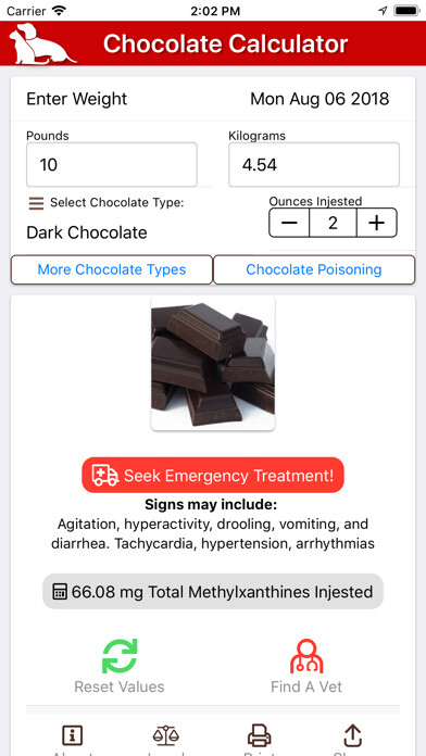 Emulate iPhone app Chocolate Toxicity Calculator using MyAndroid Emulate iPhone app Chocolate Toxicity Calculator using MyAndroid