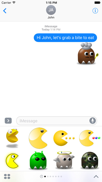 Emulate iPhone app Chomp Man Stickers using MyAndroid