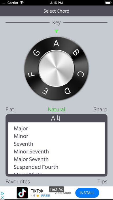 Emulate iPhone app ChordBook using MyAndroid