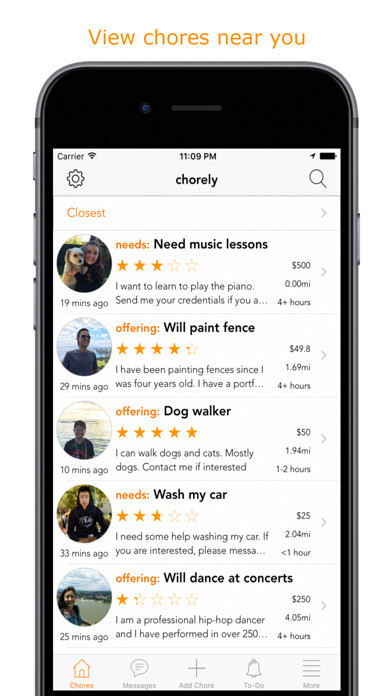 Emulate iPhone app Chorely - Chores Made Easy using MyAndroid
