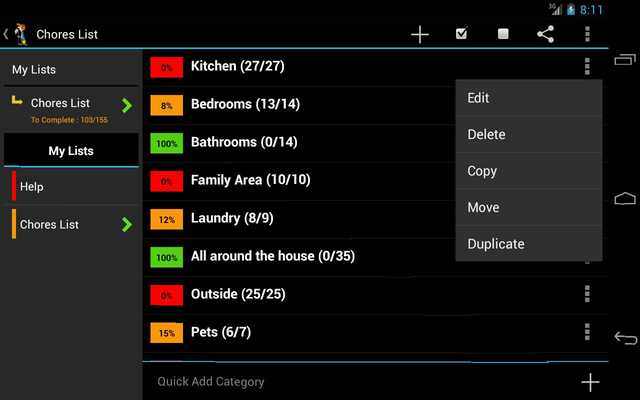 Emulate Android APK Chores List Emulate Android APK Chores List