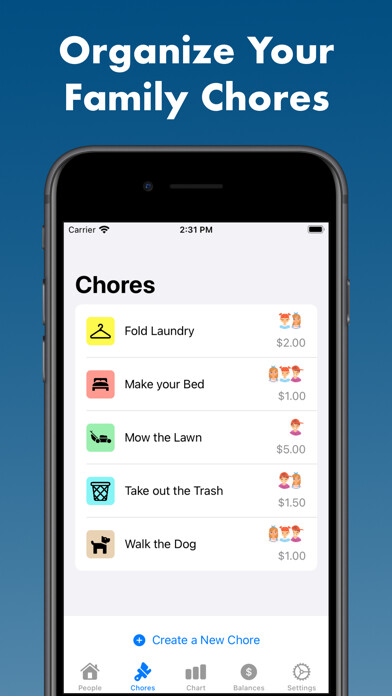 Emulate iPhone app Chorsee - Chores and Allowance using MyAndroid