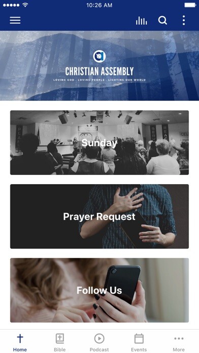 Emulate iPhone app Christian Assembly Sherwood using MyAndroid
