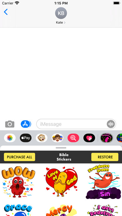Emulate iPhone app Christian Bible Stickers using MyAndroid