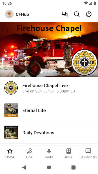 Emulate iPhone app Christian Firefighter Hub using MyAndroid