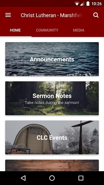 Emulate iPhone app Christ Lutheran: Marshfield WI using MyAndroid