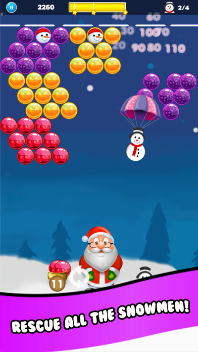 Emulate iPhone app Christmas Bubble Shooter Game using MyAndroid