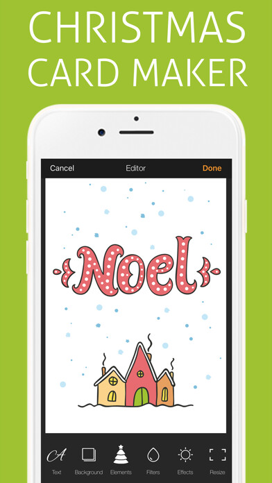 Emulate iPhone app Christmas Card Greetings Maker using MyAndroid