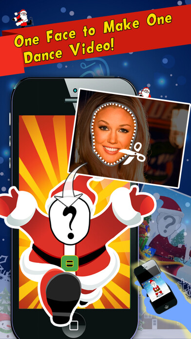 Emulate iPhone app Christmas Dance -Snap You Face, Elf Makeup Upload using MyAndroid