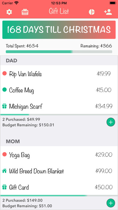 Emulate iPhone app Christmas Gift List Tracker using MyAndroid Emulate iPhone app Christmas Gift List Tracker using MyAndroid