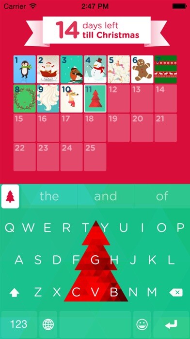Emulate iPhone app Christmas Keyboard - Countdown to Xmas using MyAndroid