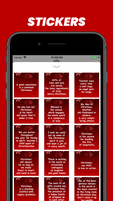 Emulate iPhone app Christmas Quotes stickers using MyAndroid