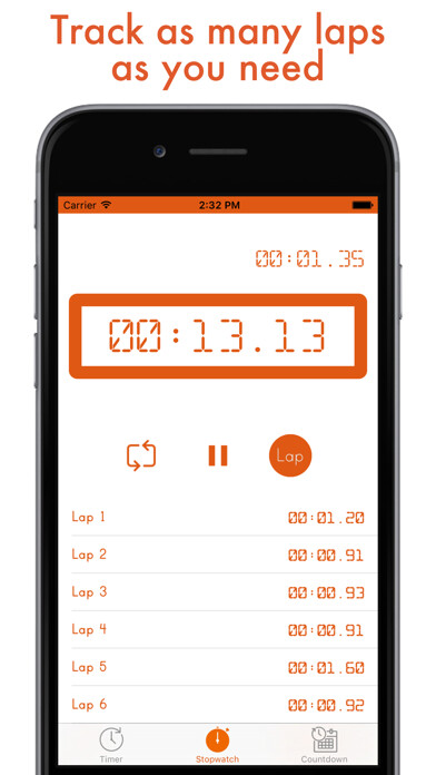Emulate iPhone app Chrono MAX - timer, stopwatch & countdown together using MyAndroid