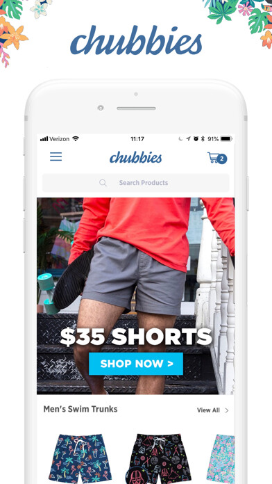 Emulate iPhone app Chubbies Shorts using MyAndroid