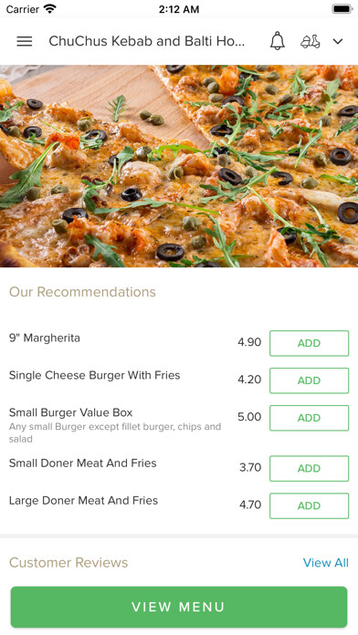 Emulate iPhone app ChuChus Kebab and Balti House using MyAndroid