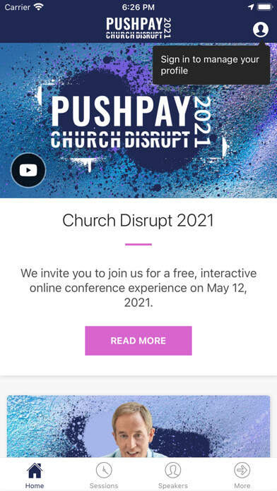 Emulate iPhone app Church Disrupt using MyAndroid