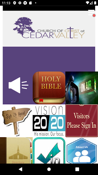 Emulate iPhone app Church of Christ@Cedar Valley using MyAndroid