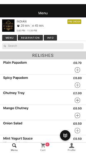 Emulate Android APK Chutneys Restaurant