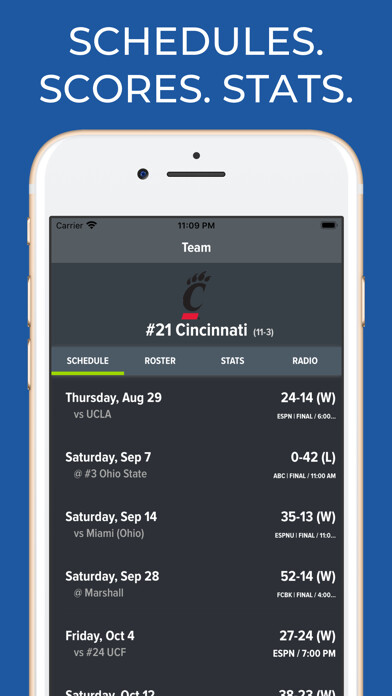 Emulate iPhone app Cincinnati Football Schedules using MyAndroid Emulate iPhone app Cincinnati Football Schedules using MyAndroid