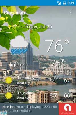 Emulate Android APK Cincinnati, OH - weather