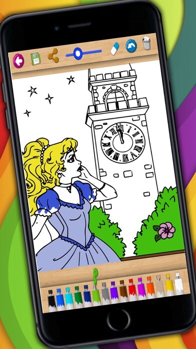 Emulate iPhone app Cinderella Coloring book & Paint classic fairy tales for kids using MyAndroid Emulate iPhone app Cinderella Coloring book & Paint classic fairy tales for kids using MyAndroid