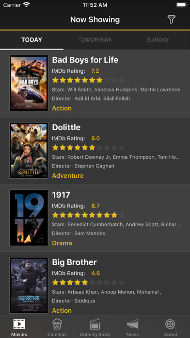 Emulate iPhone app Cinema Qatar using MyAndroid