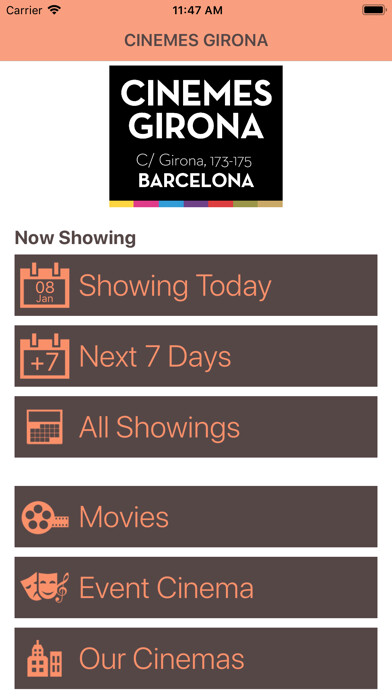 Emulate iPhone app Cinemes Girona using MyAndroid