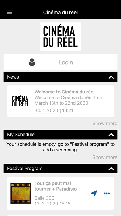Emulate iPhone app Cinéma du réel using MyAndroid Emulate iPhone app Cinéma du réel using MyAndroid