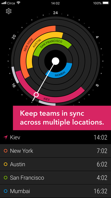 Emulate iPhone app Circa³ – Time Zone Converter using MyAndroid