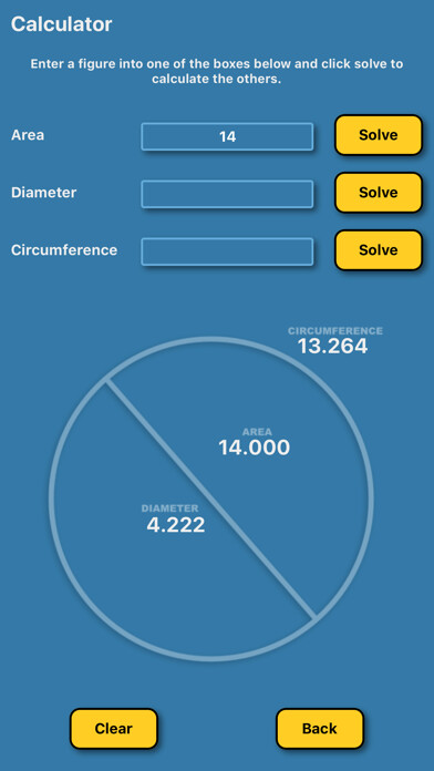 Emulate iPhone app Circle Calculator Radius Area using MyAndroid Emulate iPhone app Circle Calculator Radius Area using MyAndroid