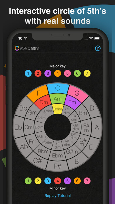 Emulate iPhone app Circle o Fifths: Music Theory using MyAndroid