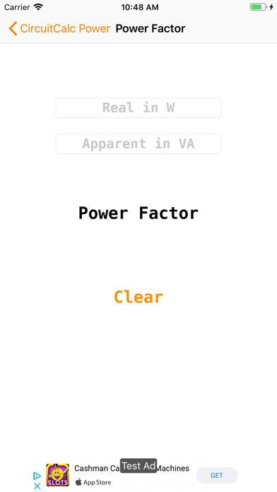 Emulate iPhone app CircuitCalc Power using MyAndroid