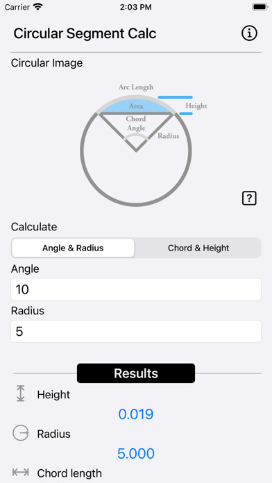 Emulate iPhone app Circular Segment Calculator using MyAndroid Emulate iPhone app Circular Segment Calculator using MyAndroid