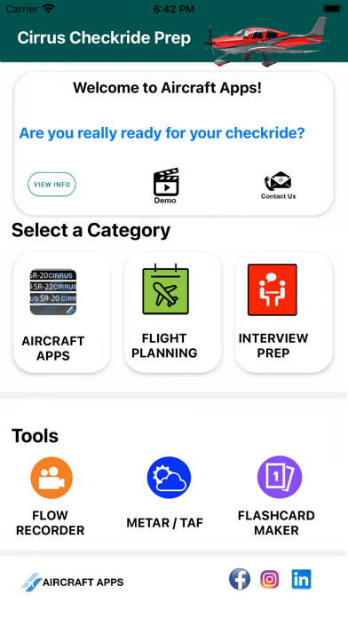 Emulate iPhone app Cirrus SR20/22 Checkride Prep using MyAndroid