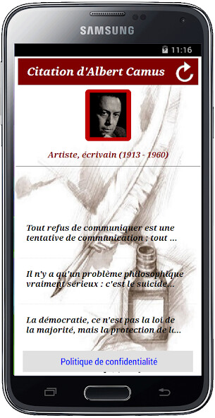 Run android online APK Citations de Albert Camus from MyAndroid or emulate Citations de Albert Camus using MyAndroid
