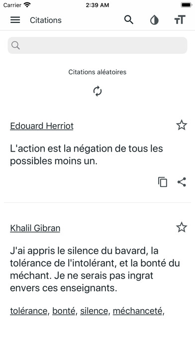 Emulate iPhone app Citations et aphorismes (fr) using MyAndroid