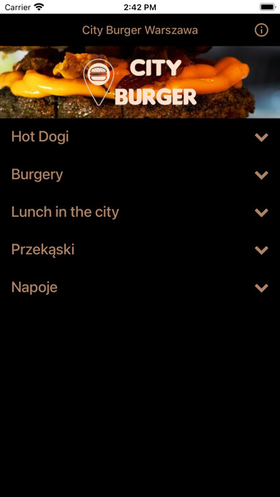 Emulate iPhone app City Burger Warszawa using MyAndroid