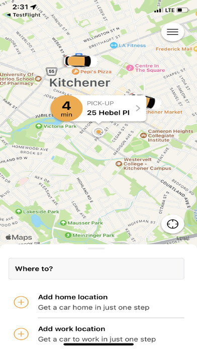 Emulate iPhone app City Cabs Kitchener using MyAndroid