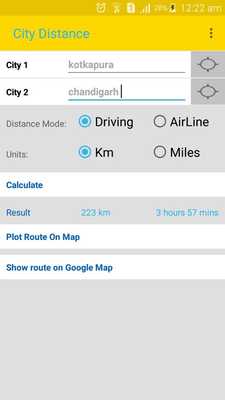 Emulate Android APK City Distance Calculator