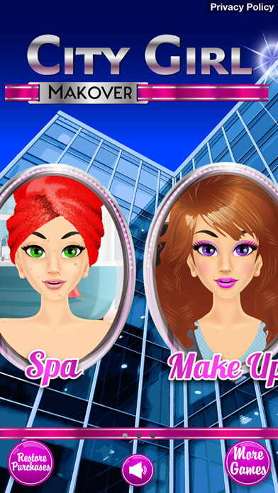 Emulate iPhone app City Girl Makeover - Makeup Girls Spa & Kids Games using MyAndroid