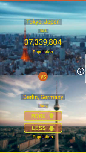 Run android online APK City Population Game - More or Less from MyAndroid or emulate City Population Game - More or Less using MyAndroid Run android online APK City Population Game - More or Less from MyAndroid or emulate City Population Game - More or Less using MyAndroid