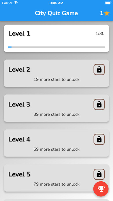 Emulate iPhone app City Quiz Game: Where is it? using MyAndroid