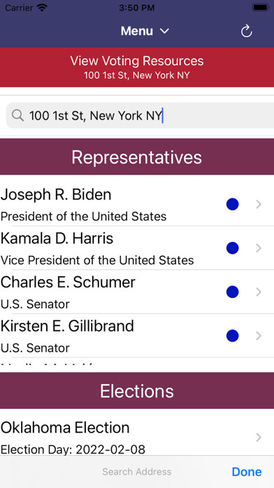Emulate iPhone app Civic Voting Companion using MyAndroid