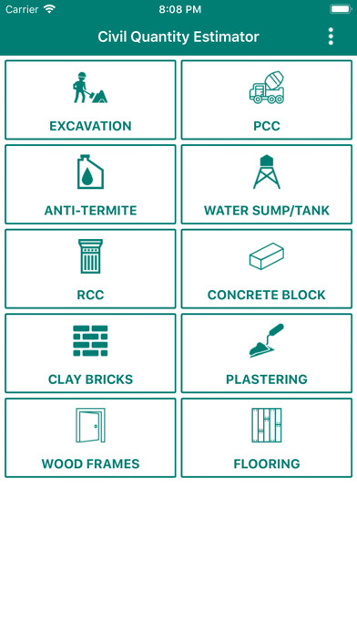 Emulate iPhone app Civil Material Estimator using MyAndroid